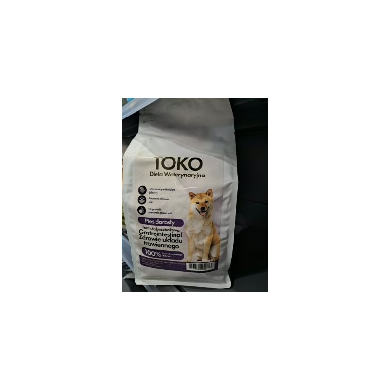 Toko dieta weterynaryjna pies dorosły gastrointestinal zdrowie układu trawiennego 100% hydrolizowanego indyka 1.5kg