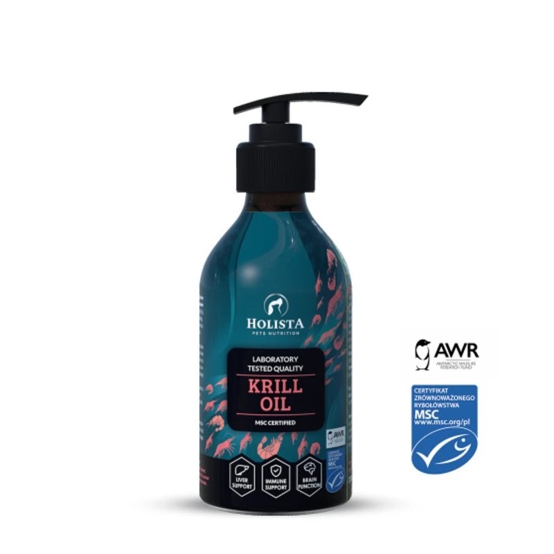 Holista krill oil 100ml Olej z kryla arktycznego dla psa i kota zwierzynkowo suplementy dieta barf zdrowie