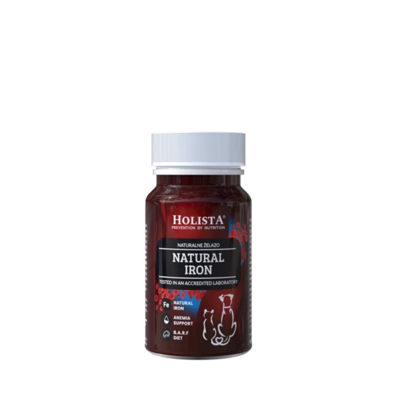 Holista Natural Iron 90 tab Hemoglobina wieprzowa dla psa i kota zwierzynkowo suplement barf dieta