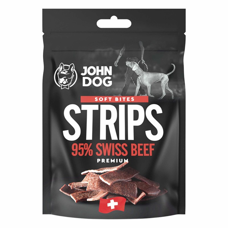 John Dog soft wołowina szwajcarska paski 95% 90g przysmak smaczki zwierzynkowo