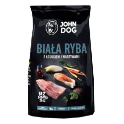 John Dog premium ś/d rasy biała ryba z łososiem 12kg sucha karma