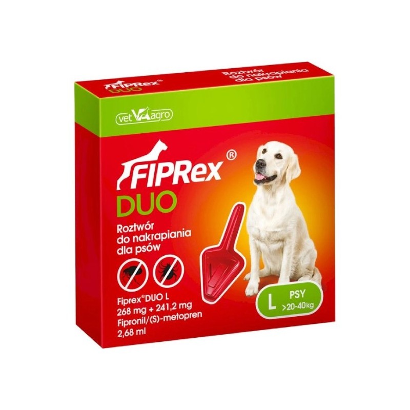 Fiprex DUO L krople na kleszcze dla psów 20-40 kg | zwierzynpool.sbs
