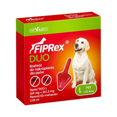Fiprex DUO L krople na kleszcze dla psów 20-40 kg | zwierzynpool.sbs