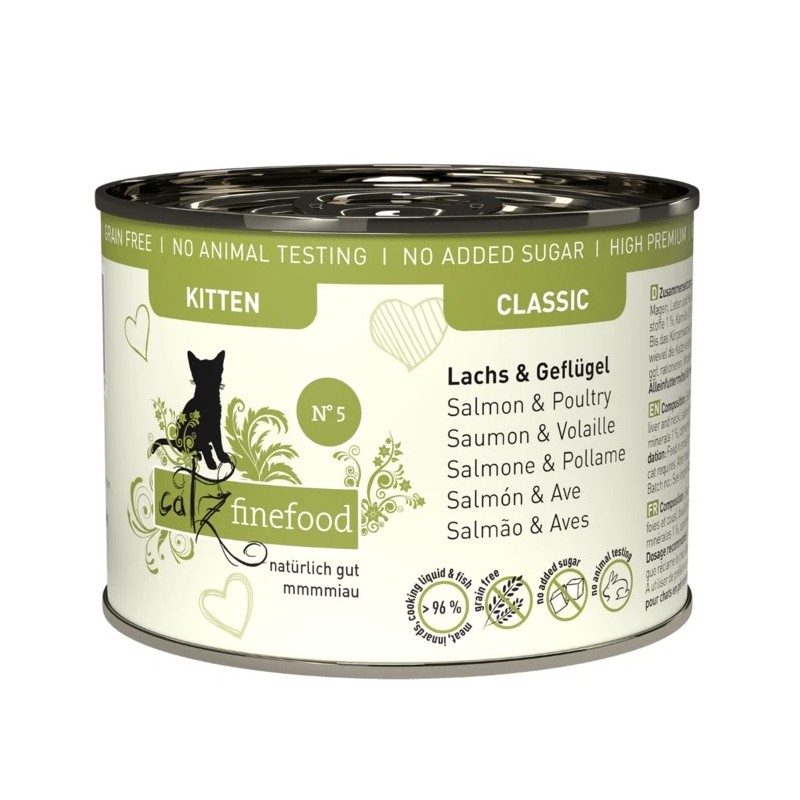 Catz finefood kitten classic łosoś i drób 200g N 5 mokra karma dla kociąt
