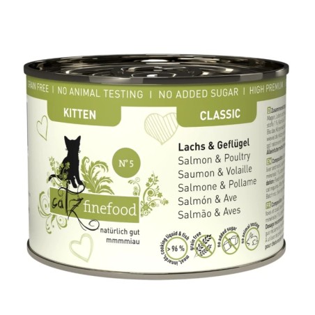 Catz finefood kitten classic łosoś i drób 200g N 5 mokra karma dla kociąt