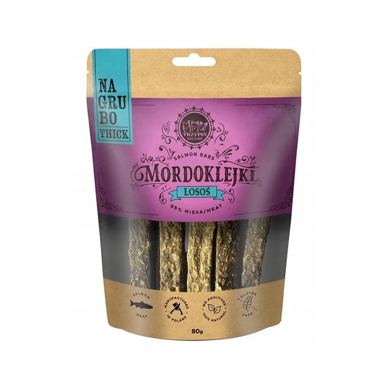 Mordoklejki z Łososia na Grubo 80g Happy Snacky Przysmak Dla Psa Paski