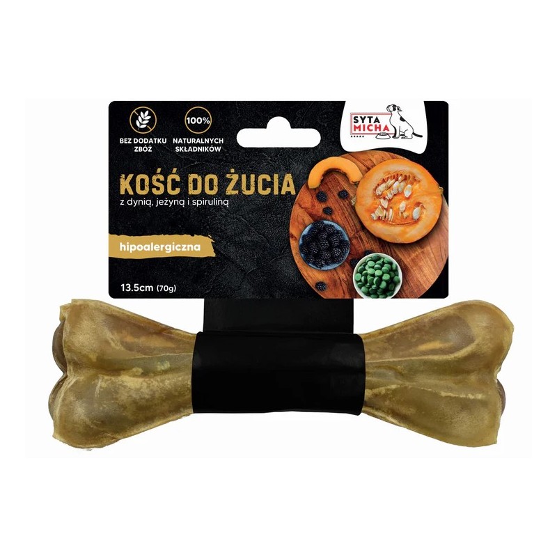 Syta Micha kość do żucia dla psa hipoalergiczna 13,5cm z dynią jeżyną i spiruliną
