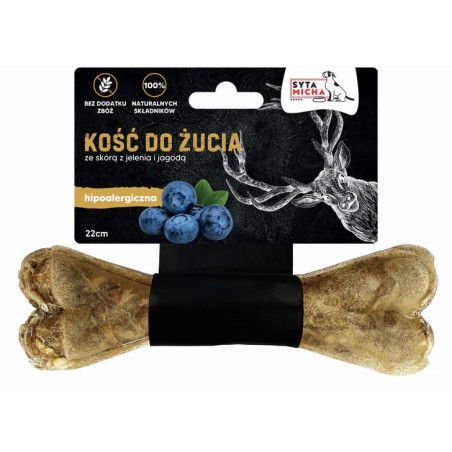 Syta Micha kość do żucia dla psa hipoalergiczna 22 cm maxi Jeleń z jagodami
